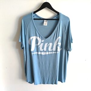 PINK Victoria's Secret Blue V-Neck Women's Top